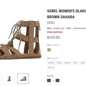 SOREL WOMEN'S GLADIATOR SANDALS IN BROWN SAHARA